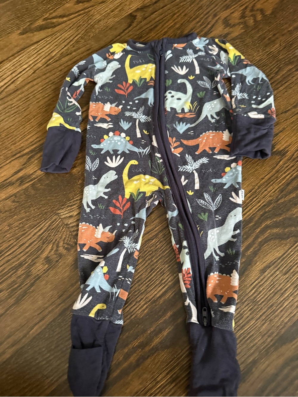 Little Sleepies Navy Dinosaur Print Footed One-Piece